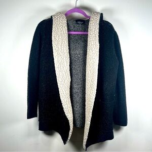 Zara Knit Black and Tan Open Long Sweater Size Small